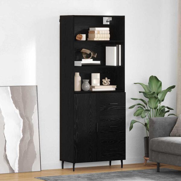 vidaXL Highboard Schwarz Eichen-Optik 69,5 x 34 x 180 cm