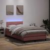 vidaXL Boxspringbett mit Matratze & LED Rosa 120x220 cm Samt