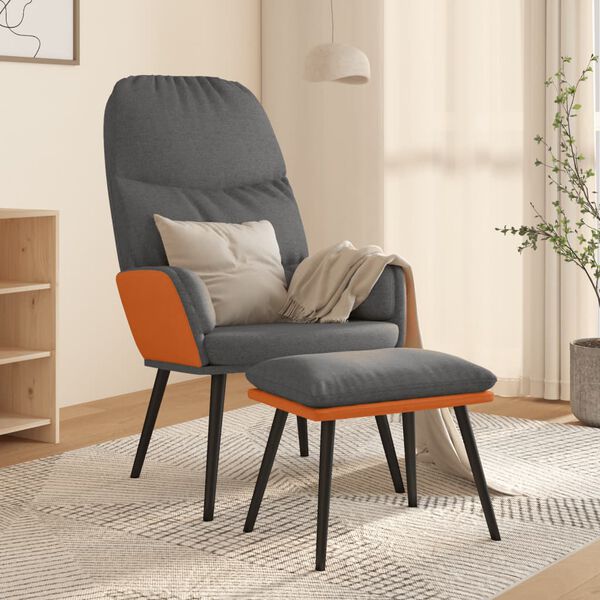 vidaXL Relaxsessel mit Hocker Hellgrau Stoff
