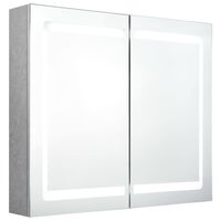 vidaXL LED-Spiegelschrank fürs Bad Betongrau 80x12x68 cm