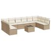 vidaXL 11-tlg. Garten-Sofagarnitur mit Kissen Beige Poly Rattan