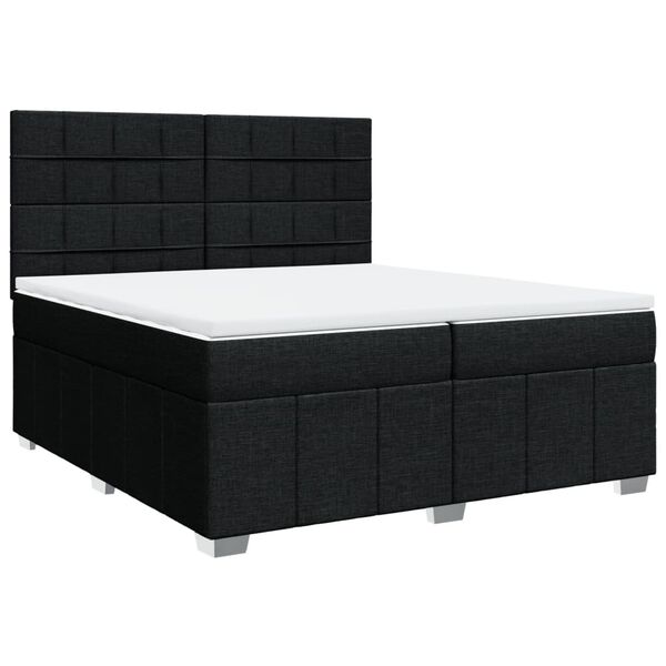 vidaXL Boxspringbett mit Matratze Schwarz 200x200 cm Stoff