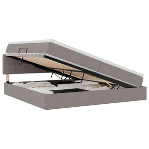 vidaXL Bett mit Stauraum und LED mit Matratze Taupe 200 x 200 cm Stoff