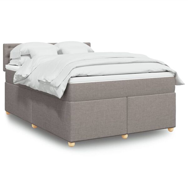 vidaXL Boxspringbett mit Matratze Taupe 140x190 cm Stoff