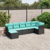 vidaXL 7-tlg. Garten-Sofagarnitur mit Kissen Grau Poly Rattan