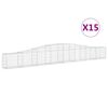 vidaXL Gabionen mit Hochbogen 15 Stk. 400x30x40/60 cm Verzinktes Eisen
