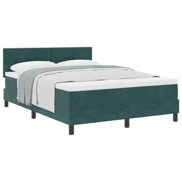 vidaXL Boxspringbett mit Matratze Dunkelgr&uuml;n 140 x 190 cm Stoff