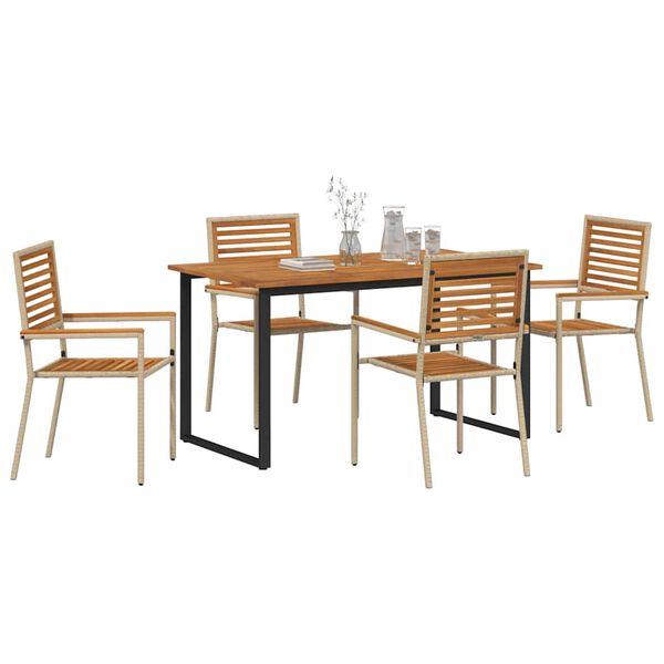 vidaXL Garten Essgruppe 5 pcs Beige Massivholz Akazie