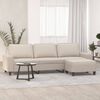 vidaXL 3-Sitzer-Sofa mit Hocker Creme 210 cm Mikrofasergewebe