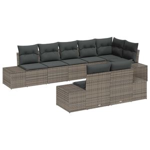 vidaXL Gartensofa-set mit Kissen 8 pcs Grau Poly-Rattan