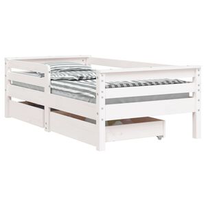 vidaXL Kinderbett mit Schubladen Wei&szlig; 70x140 cm Massivholz Kiefer