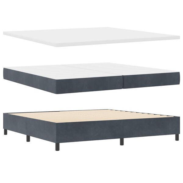 vidaXL Boxspringbett mit Matratze Dunkelgrau 200 x 200 cm Samt