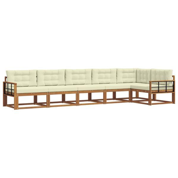 vidaXL Outdoor-Sofagarnitur mit Kissen 6 pcs Natur und Creme