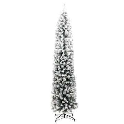 vidaXL Schlanker Künstlicher Weihnachtsbaum Beschneit Grün 210 cm PVC
