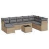 vidaXL 9-tlg. Garten-Sofagarnitur mit Kissen Beige Poly Rattan