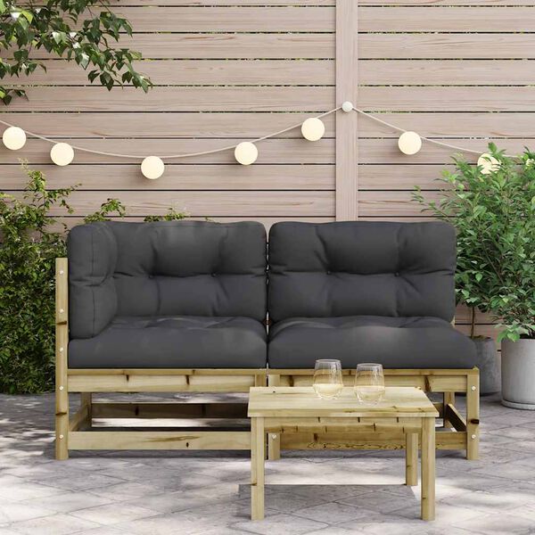 vidaXL Gartensofa mit Kissen 2-Sitzer Kiefernholz Impr&auml;gniert