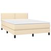 vidaXL Boxspringbett mit Matratze Creme 140x190 cm Stoff