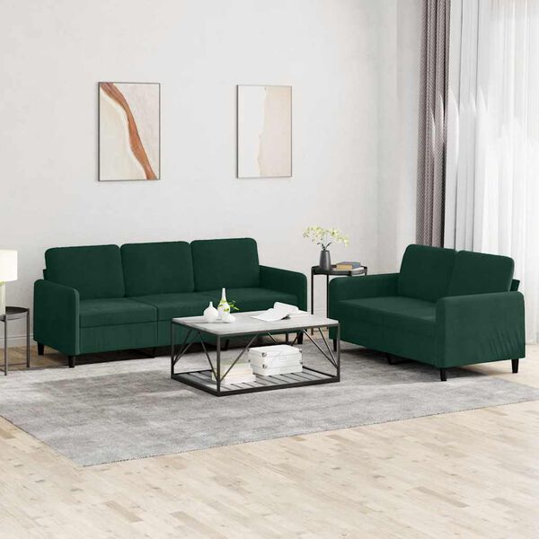 vidaXL 2-tlg. Sofagarnitur Dunkelgr&uuml;n Samt