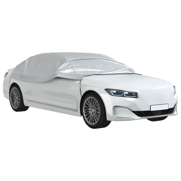 vidaXL Autoabdeckung Halbgarage mit Haken Silbern L