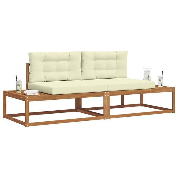 vidaXL Outdoor-Sofagarnitur mit Kissen 2 St&uuml;ck Natur und Creme