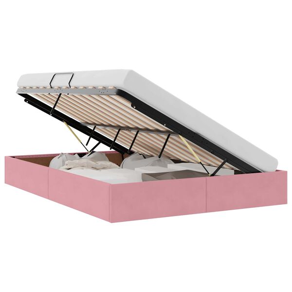 vidaXL Aufbewahrungsbett mit Matratze Rosa 140 x 200 cm Samt