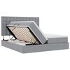 vidaXL Bett mit LED-Lichtleisten Hellgrau 180 x 200 cm Stoff