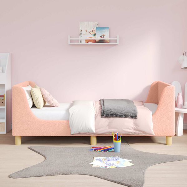 vidaXL Kinderbettgestell mit Kopfteil Rosa 80 x 160 cm Schafstoff
