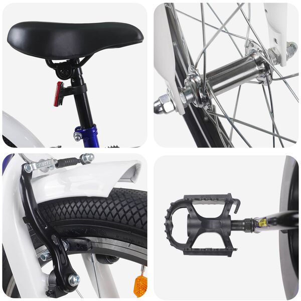 vidaXL Kinderfahrrad 24 Zoll f&uuml;r 8-12 Jahre alt Blau Wei&szlig;