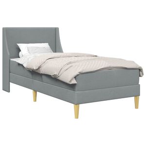 vidaXL Bettgestell mit Matratze Hellgrau 90 x 190 cm Stoff