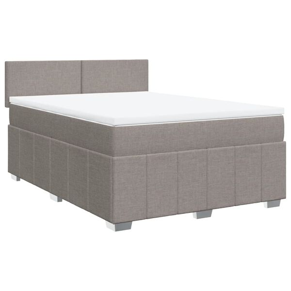vidaXL Boxspringbett mit Matratze Taupe 160x200 cm Stoff