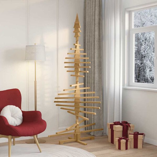 vidaXL Holz Weihnachtsbaum mit Ständer Braun 210 cm Massivholz Kiefer