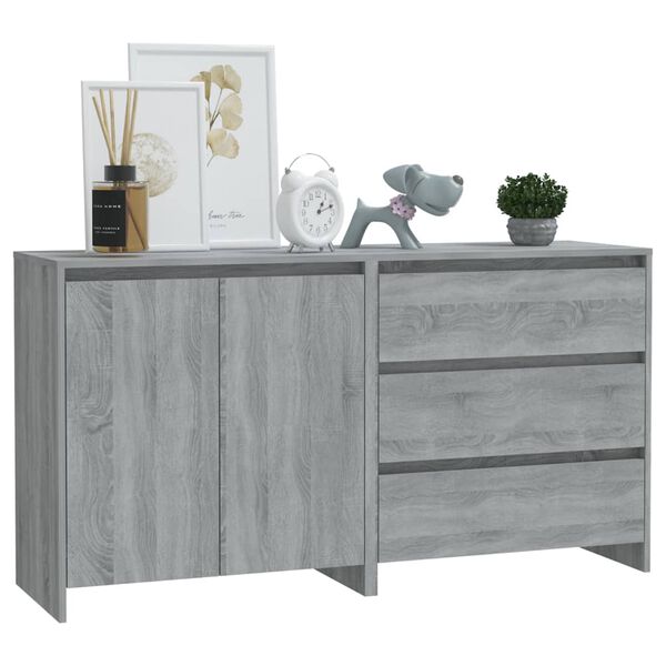 vidaXL 2-tlg. Sideboard Grau Sonoma Holzwerkstoff