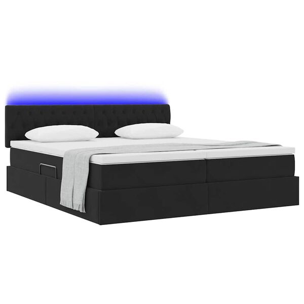 vidaXL Bett mit LED-Lichtleisten Schwarz 180 x 200 cm Samt