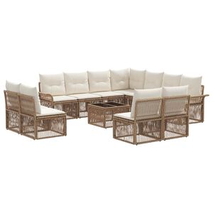 vidaXL Gartensofa-set 12 stk. Beige Poly-Rattan