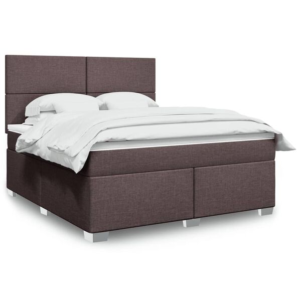 vidaXL Boxspringbett mit Matratze Dunkelbraun 180x200 cm Stoff