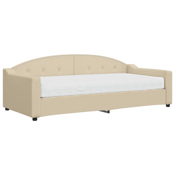 vidaXL Tagesbett mit Matratze Creme 90x200 cm Stoff