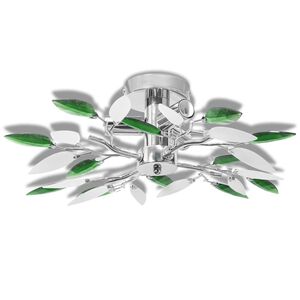 vidaXL Deckenleuchte Wei&szlig;e & Gr&uuml;ne Acrylglas-Bl&auml;tter 3 &times; E14-Lampen