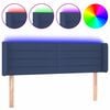 vidaXL LED Kopfteil Blau 147x16x78/88 cm Stoff
