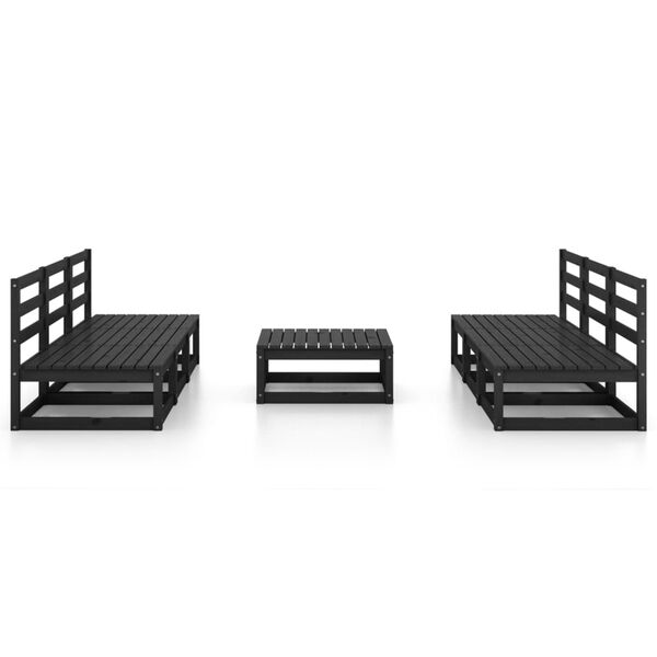 vidaXL 7-tlg. Garten-Lounge-Set Schwarz Massivholz Kiefer