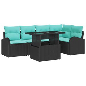 vidaXL Gartensofa-set 6 stk. 5-Sitzanzahl Schwarz Poly Rattan