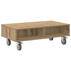vidaXL Beistelltisch mit R&auml;dern Artisan-Eiche 90 x 50 x 30 cm