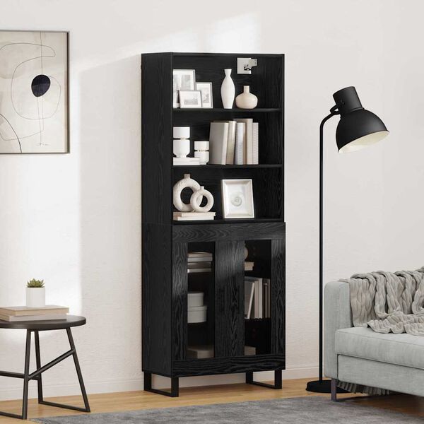 vidaXL Highboard Schwarz Eichen-Optik 69,5 x 34 x 180 cm Holzwerkstoff