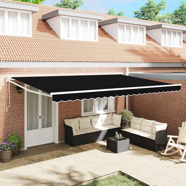 vidaXL Markise Schwarz 500 x 300 x 165 cm Polyester und Metall