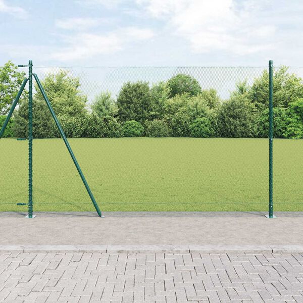 vidaXL Zaunpfosten Grün 50 x 1,5 m (13 mm Maschen) Stahl und PVC