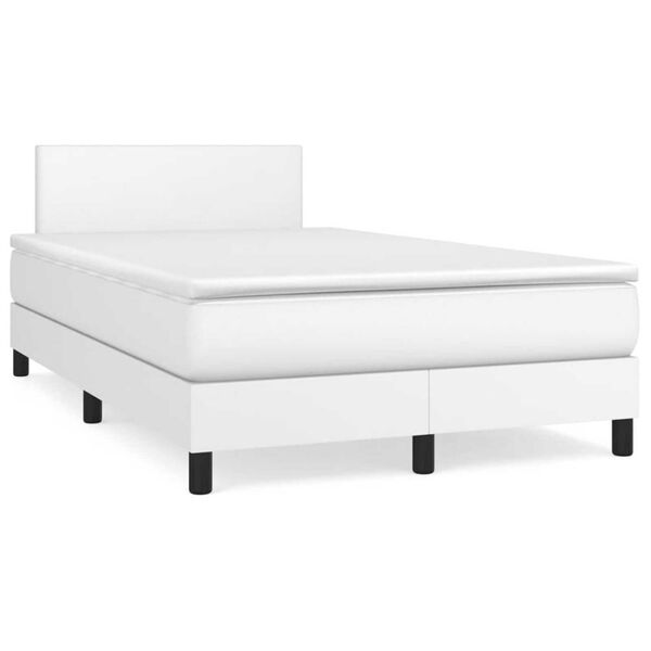 vidaXL Boxspringbett mit Matratze Wei&szlig; 120x190 cm Kunstleder