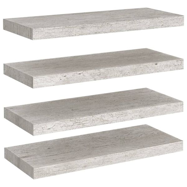 vidaXL Schweberegale 4 Stk. Betongrau 60x23,5x3,8 cm MDF