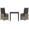 vidaXL Garten Essgruppe mit Kissen 3 pcs Grau Poly Rattan