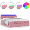 vidaXL Ottoman-Bett mit Matratzen & LEDs Rosa 200x200 cm Samt