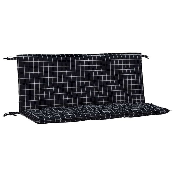 vidaXL Gartenbank-Auflagen 2 Stk. Schwarz Karomuster 120x50x7 cm Stoff