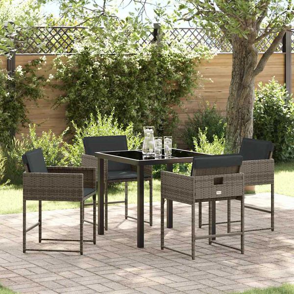 vidaXL Garten Essgruppe 5 pcs Grau Poly-Rattan